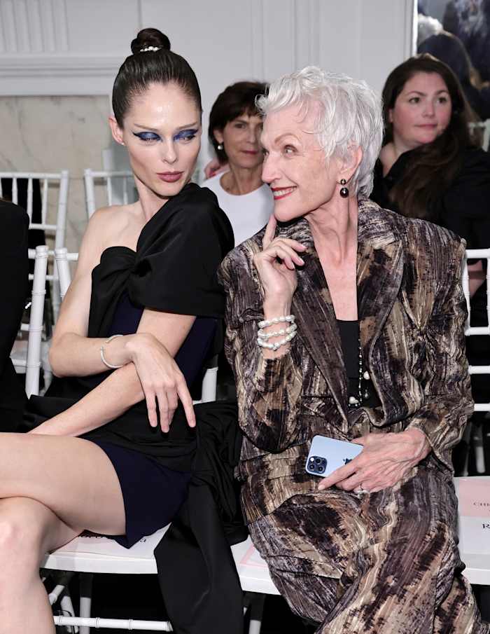 Coco Rocha and Maye Musk at the Christian Siriano Spring/Summer 2023 NYFW Show in New York City.